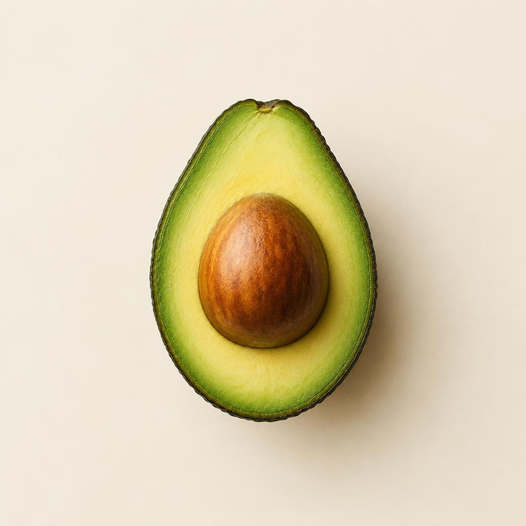 Avocado half illustrating a sample food signal